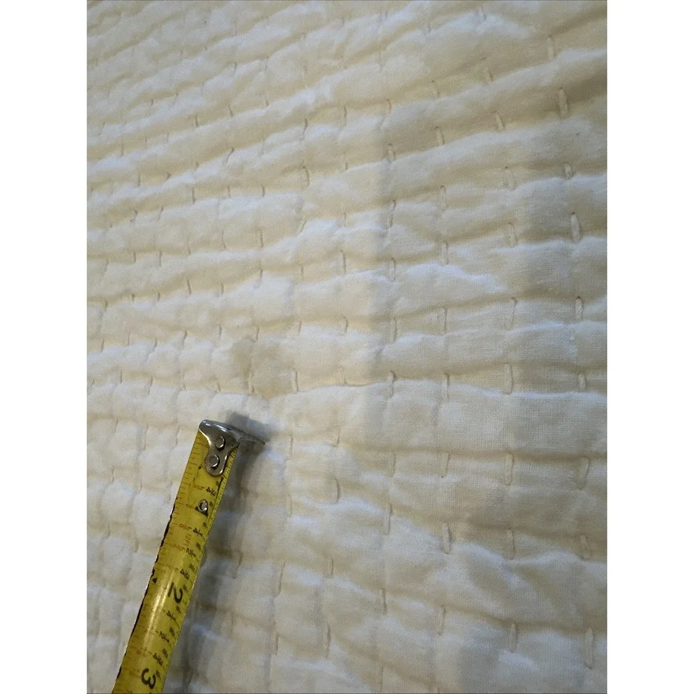 Pottery Barn Pick-Stitch Handcrafted Cotton Linen Quilt King Bed Cover Sz100'x88
